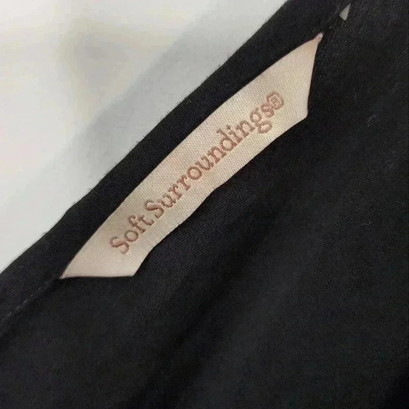 Soft Surroundings Baja Jumpsuit Black Turquoise Embroidery Tassel Size Small - Picture 3 of 6